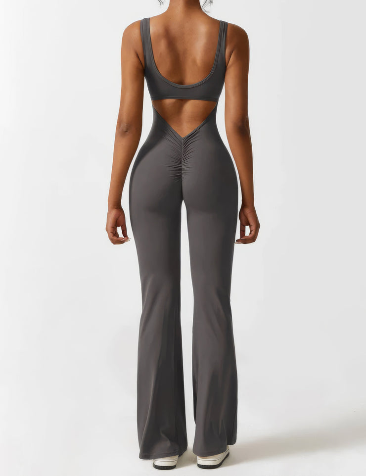 FEY | V-BACK FLARED JUMPSUIT