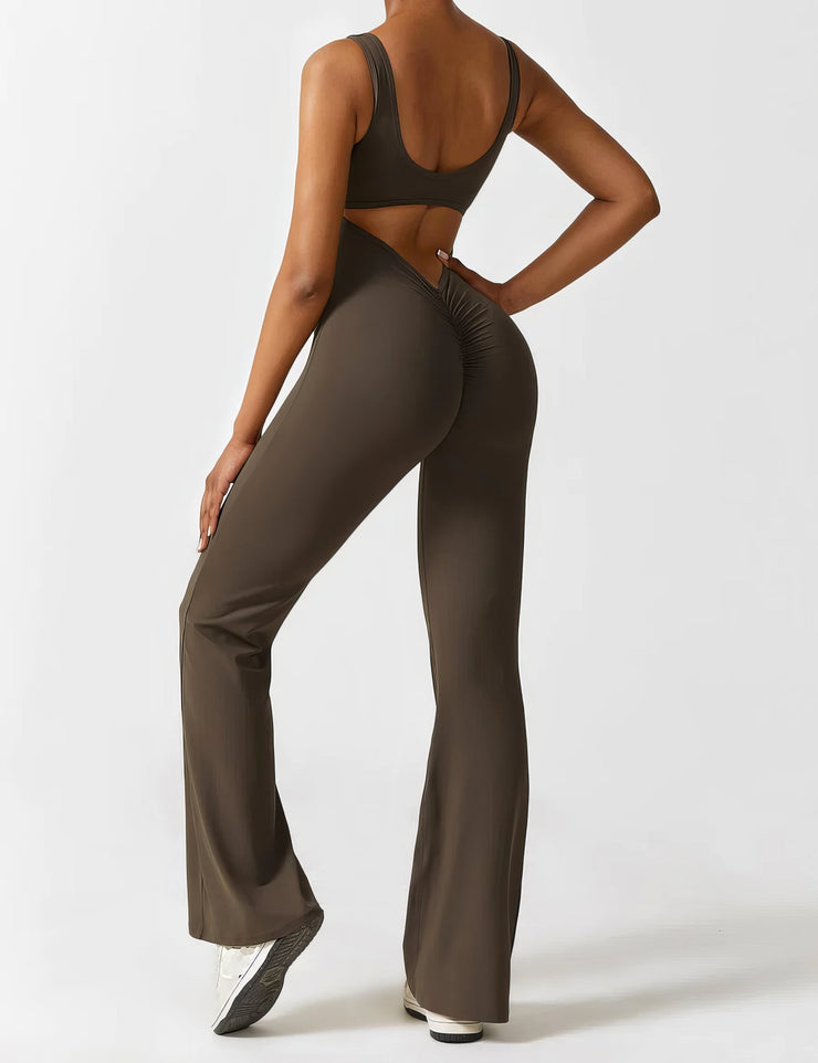 FEY | V-BACK FLARED JUMPSUIT