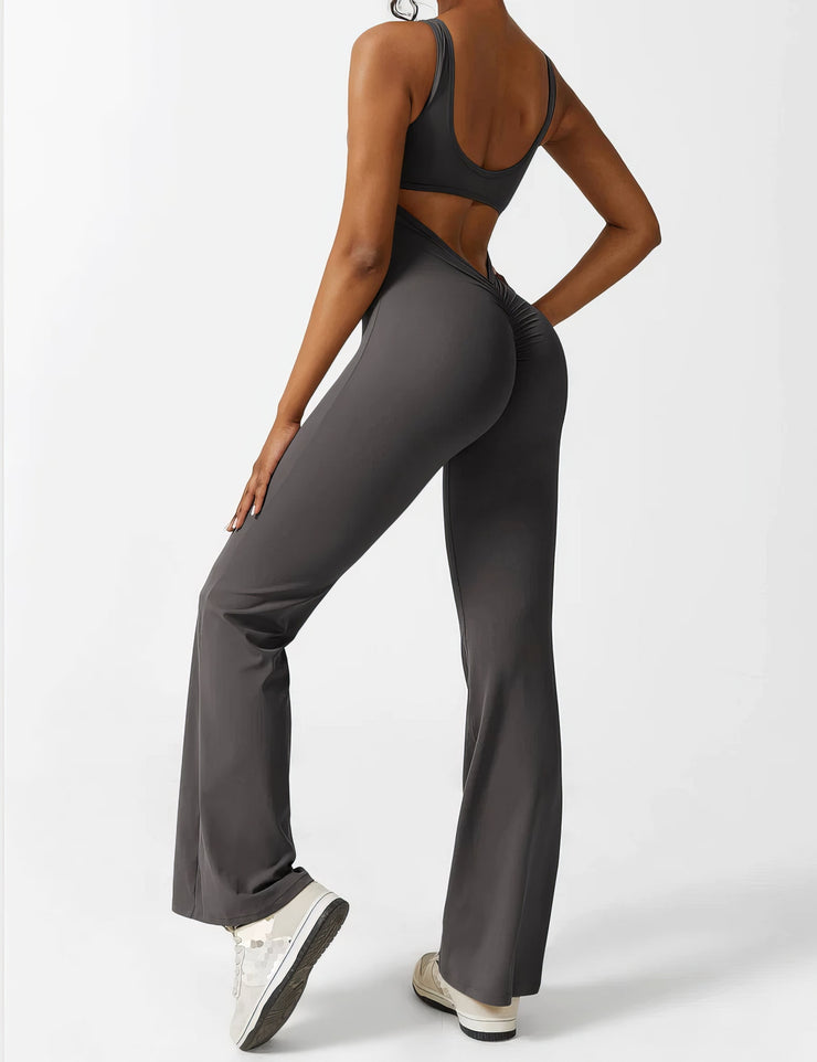 FEY | V-BACK FLARED JUMPSUIT