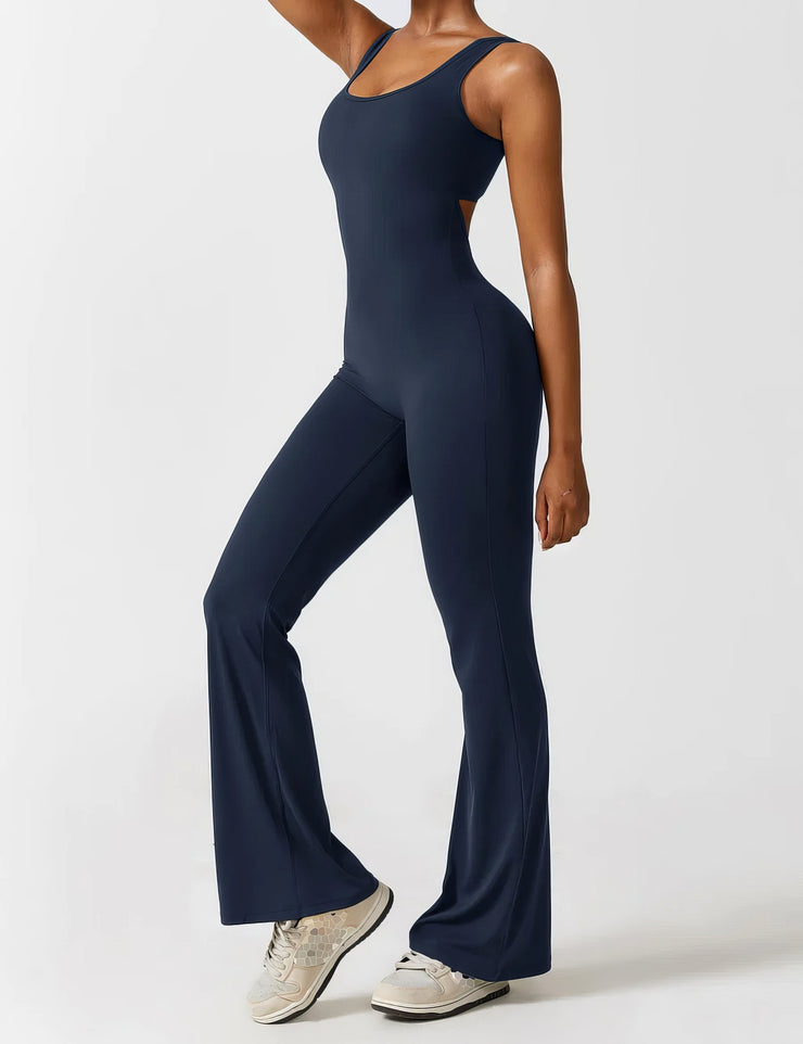 FEY | V-BACK FLARED JUMPSUIT